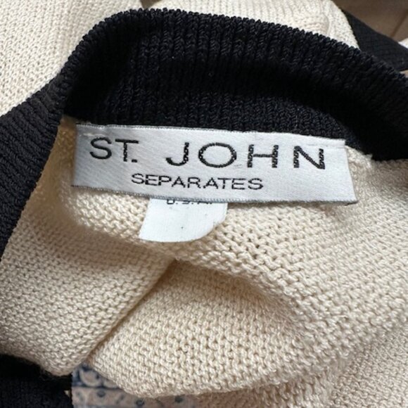 St. John Nylon Off White/ Black Evening Jacket Size Petite - Picture 7 of 9